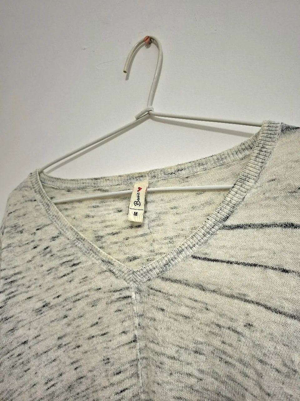 Blusa manga longa basic mescla cinza e branco tamanho M - Foto 3