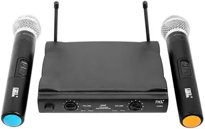 Kit 2 microfones sem fio JWL com base - Foto 2