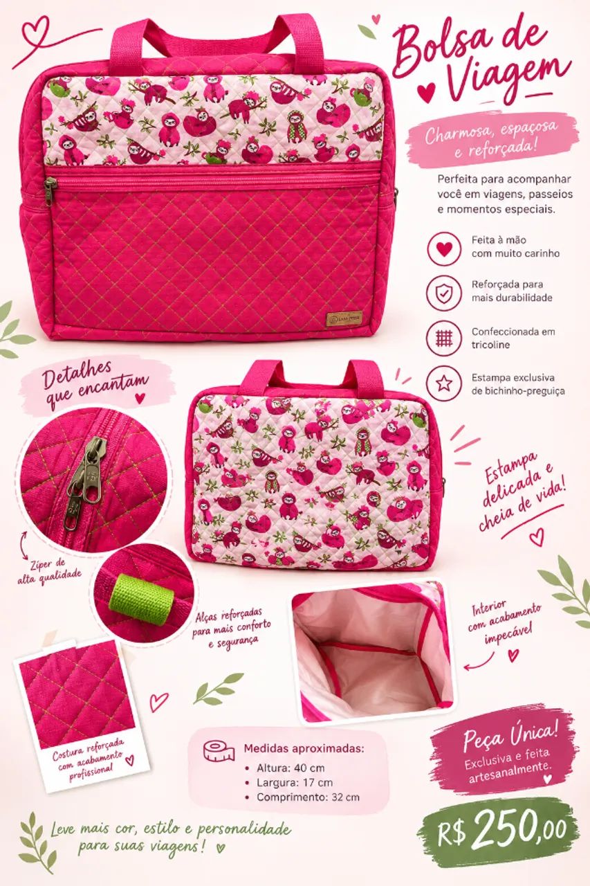 Bolsa Viagem Rosa