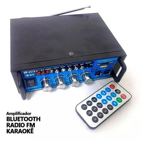 Amplificador Áudio Stereo Bluetooth Rádio Fm Karaokê Bt-188a - Foto 2