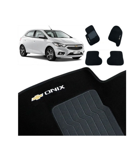 Jogo Tapete wave onix todos Preto 4 Peças p