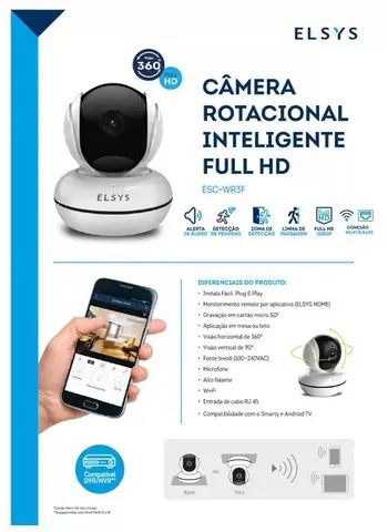 Câmera Inteligente Wifi Giratória Full HD Myra 360 ESC-WR5F Elsys - Foto 4