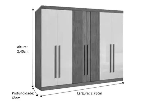 Guarda-Roupa Ripado 6 Portas Cinamomo/Off White 100%MDF a654 - Foto 4
