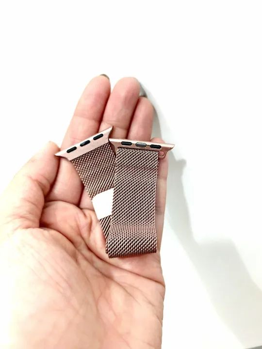 Pulseira metálica para smartwatch rosê - Foto 2