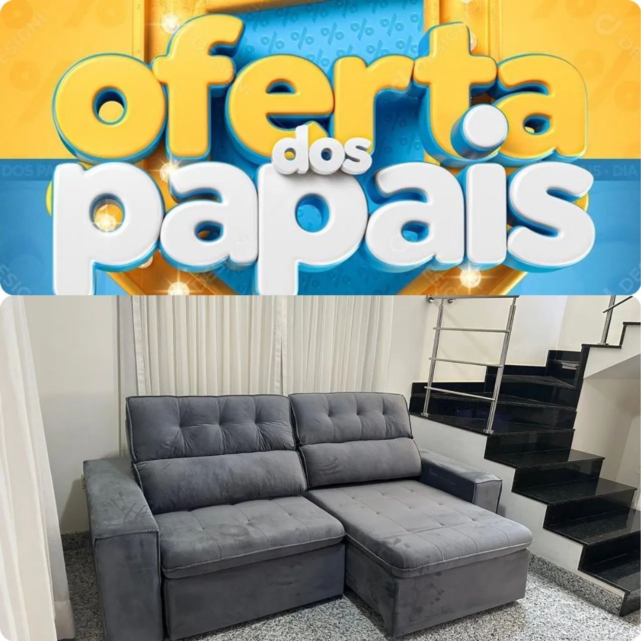 Sofá retrátil 2,50m 5 lugares cor cinza 