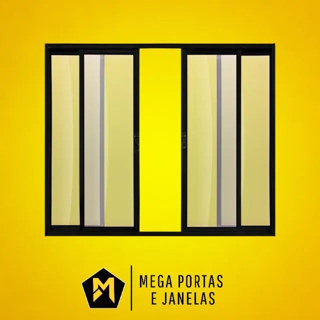Janela Quatro Folhas de Alumínio Preto