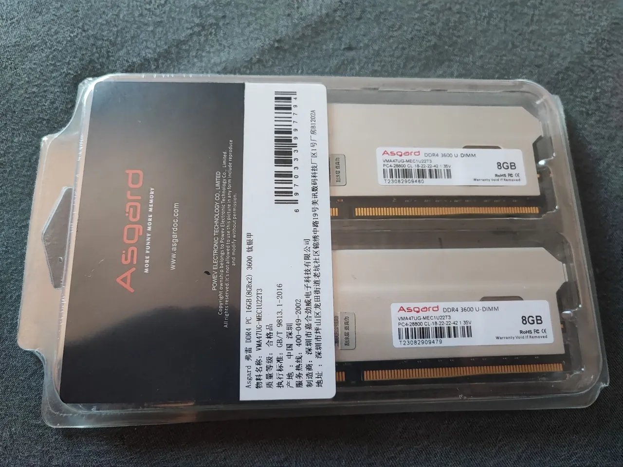 Memória Asgard Freyr 16GB 2X8GB DDR4 3600Mhz kit lacrado