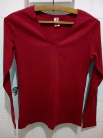 blusa de malha vermelha manga comprida