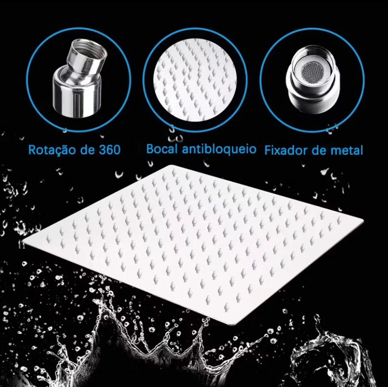 CHUVEIRO LACRADO!!!!!! de teto quadrado em aço inox 304 MEDIDA 20x20 cm - Foto 3