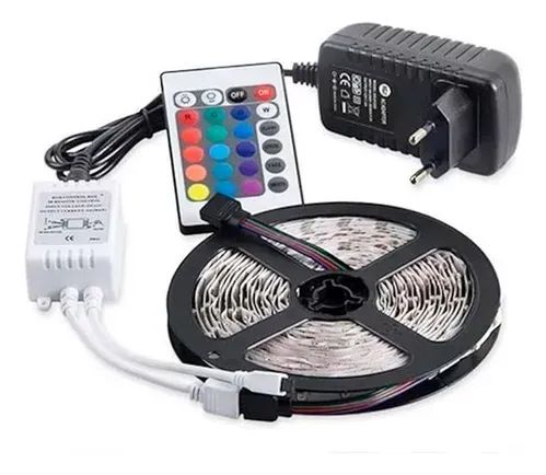 Fita Led 5050 Super Led Rgb 5m 16 Cores Controle + Fonte 12v