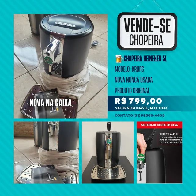 CHOPEIRA HEINEKEN KRUPS 5L NUNCA USADA NOVA - Foto 2