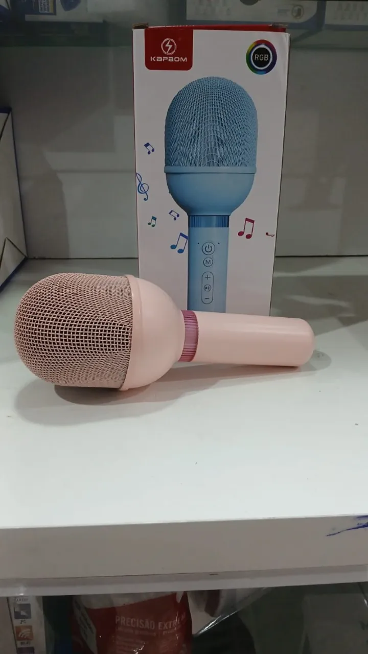 Microfone Karaokê com Luzes RGB
