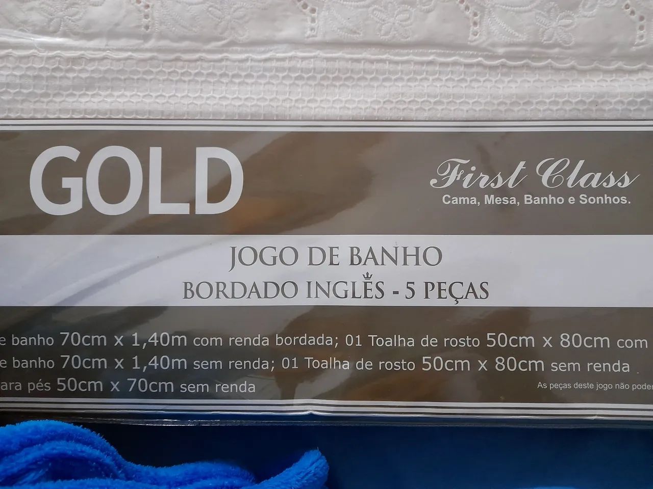 Jogo de Banho Bordado Inglês 5 Peças - Gold First Class. Presente especial para o Natal. - Foto 2