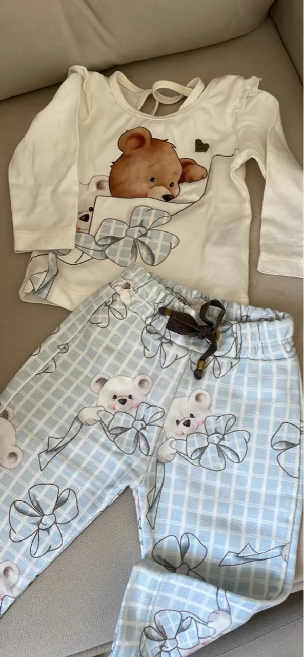 Conjunto de Roupa para Bebê - Urso e Laço