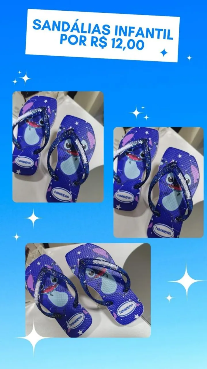 Sandálias Infantis Havaianas Stitch por R$12,00