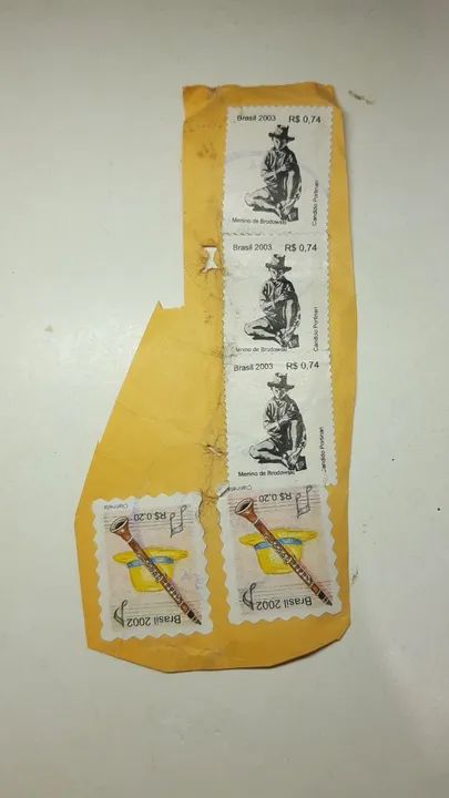 Selos antigos do Brasil de 2002 e 2003 lote com 5