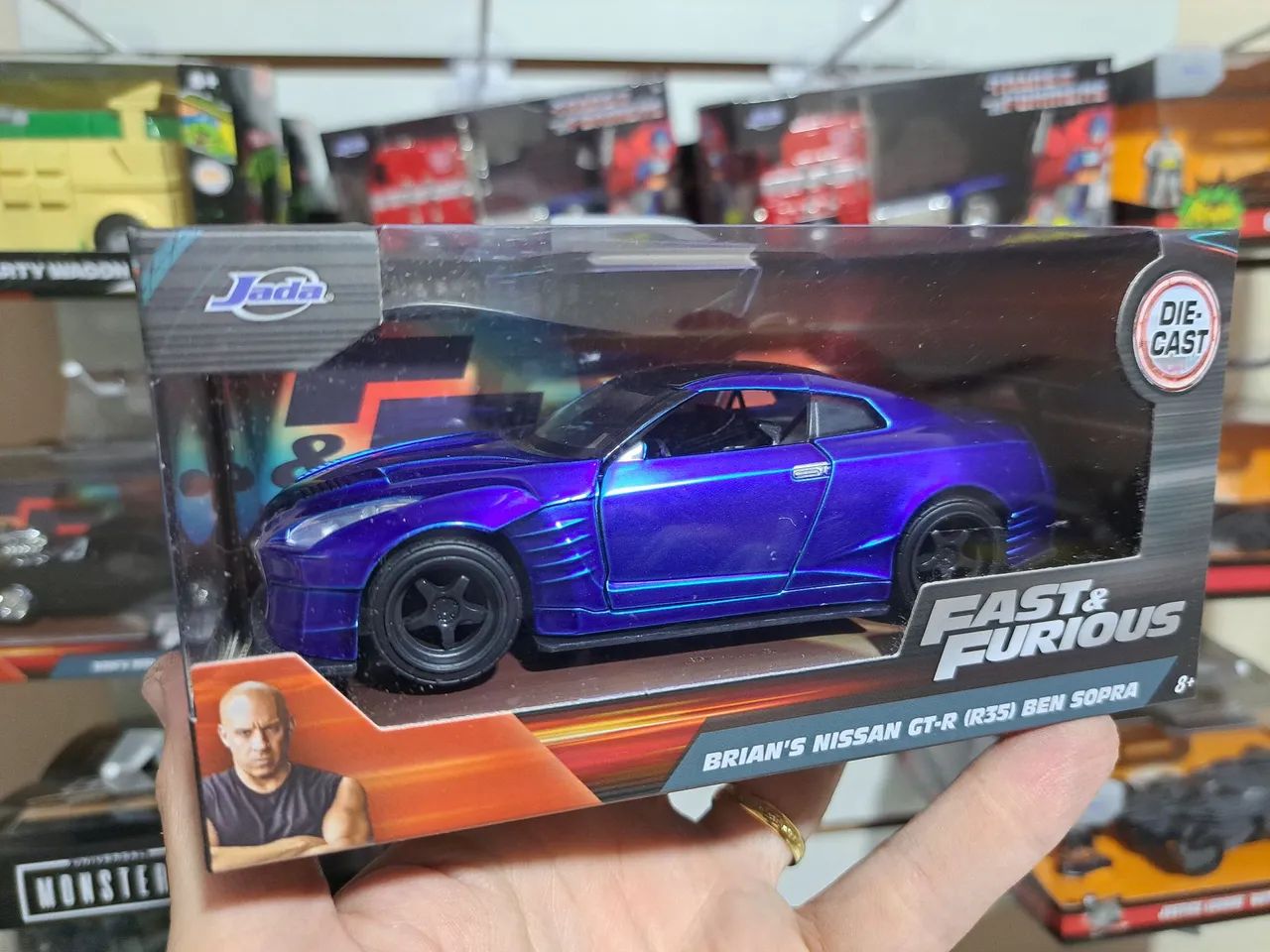 Carro Fast & Furious Nissan GT-R (R35) Ben Sopra Die-Cast Azul Jada 1:32 - Foto 5