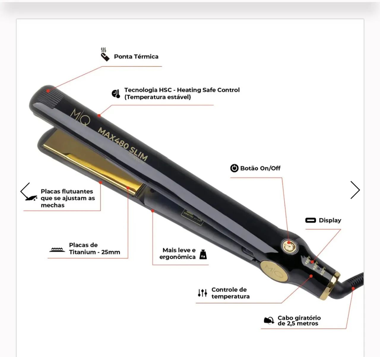Prancha de Cabelo MQ Max480 Slim Titanium - Foto 3