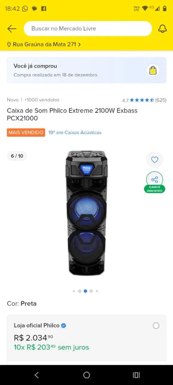Vendo caixa som Philco Xtreme 2100w Nova!
