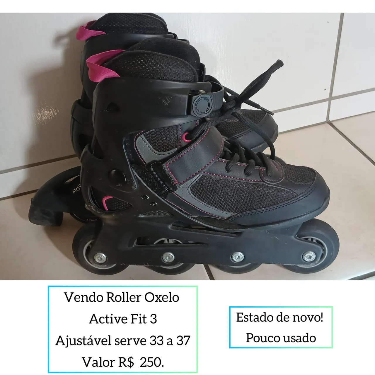 Patins Oxelo Active Fit 3 - 33 a 37