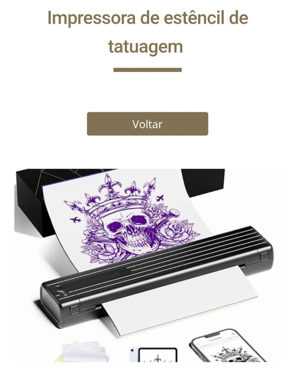 Impressora de Estêncil de Tatuagem Phomemo TP83 Bluetooth