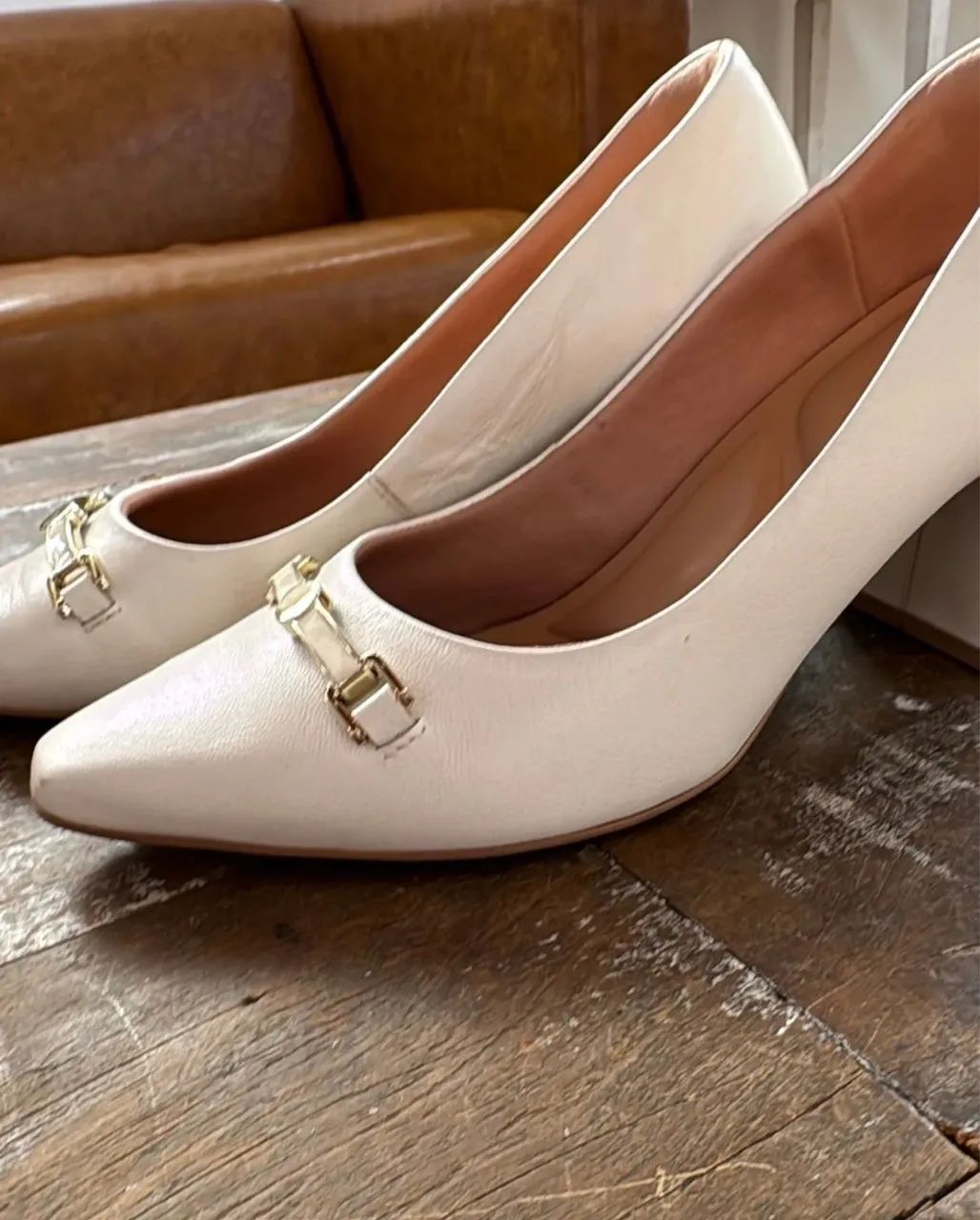 Sapato salto bloco branco  - Foto 3