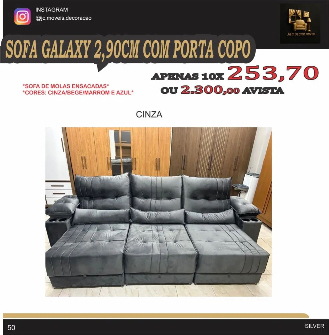 Sofá retrátil e reclinável 