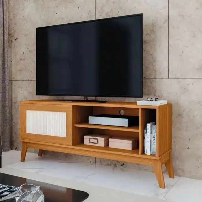 RACK BANCADA CAYMAN 1.35 - PARA TV ATÉ 55 POLEGADAS E PORTA DESLIZANTE