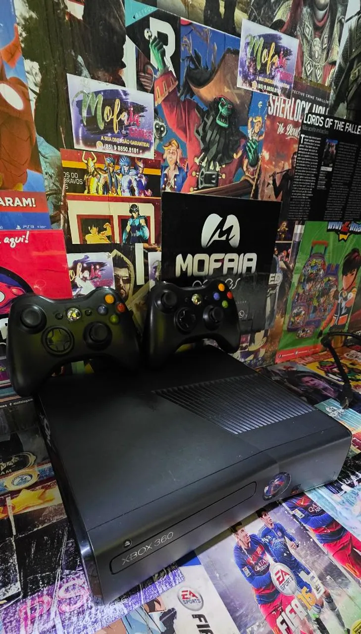 Xbox 360 seminovos desbloqueado dois controles originais disco funcionando perfeitamente