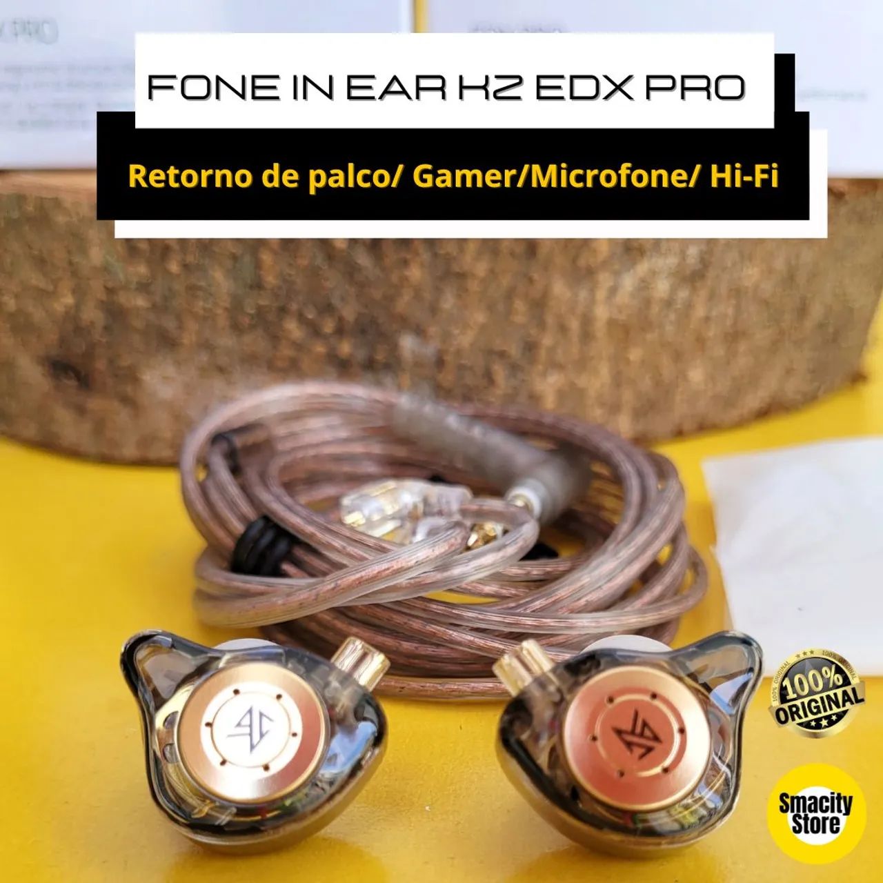 Fone In Ear Kz Edx Pro Com Mic Retorno de Palco Gamer