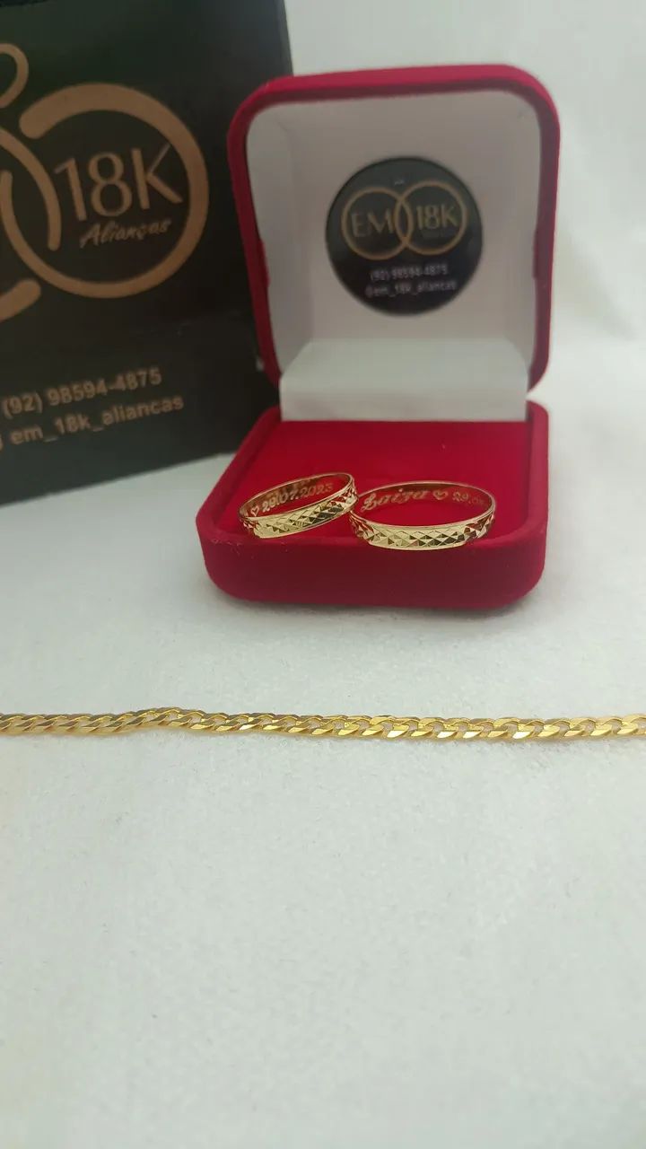 Par de alianças de ouro 18k lindo modelo com garantia  - Foto 4
