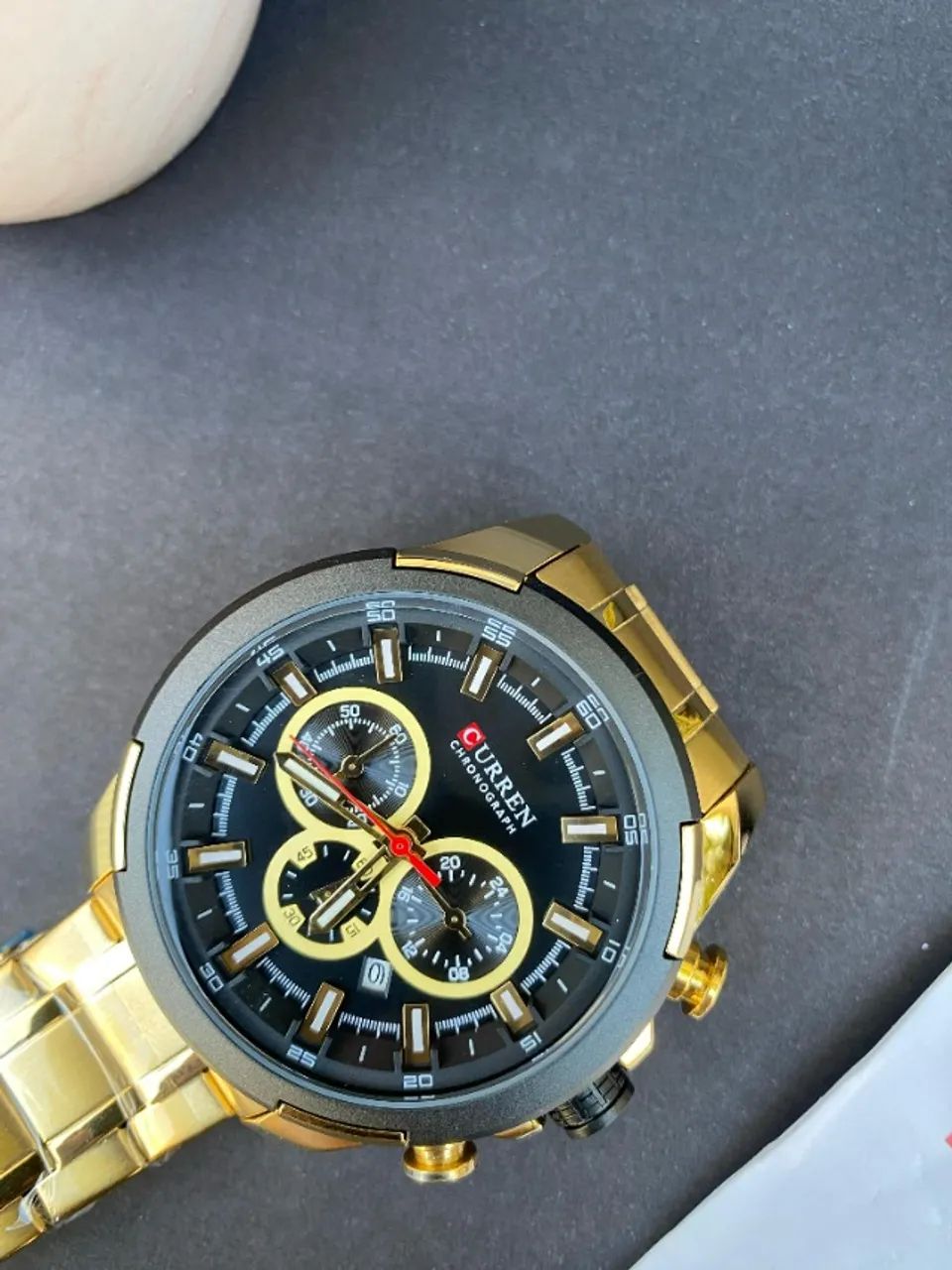 Relógio Masculino Curren 8361 À Prova D'água Pulseira Em Aço Cor da correia Dourado - Foto 4