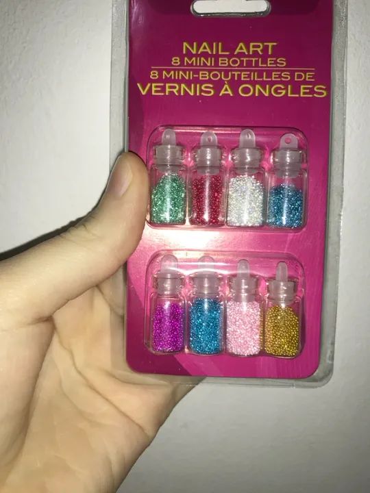 Kit de 8 Mini Frascos de Glitter para Unhas