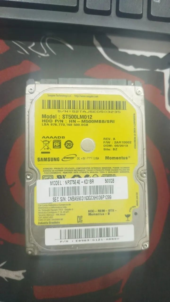 Hd notebook 500GB 2,5 Sata Samsung