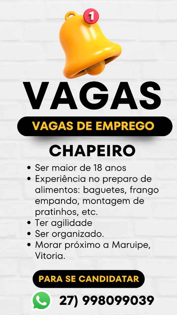 Estamos contratando chapeiro para produção de lanches