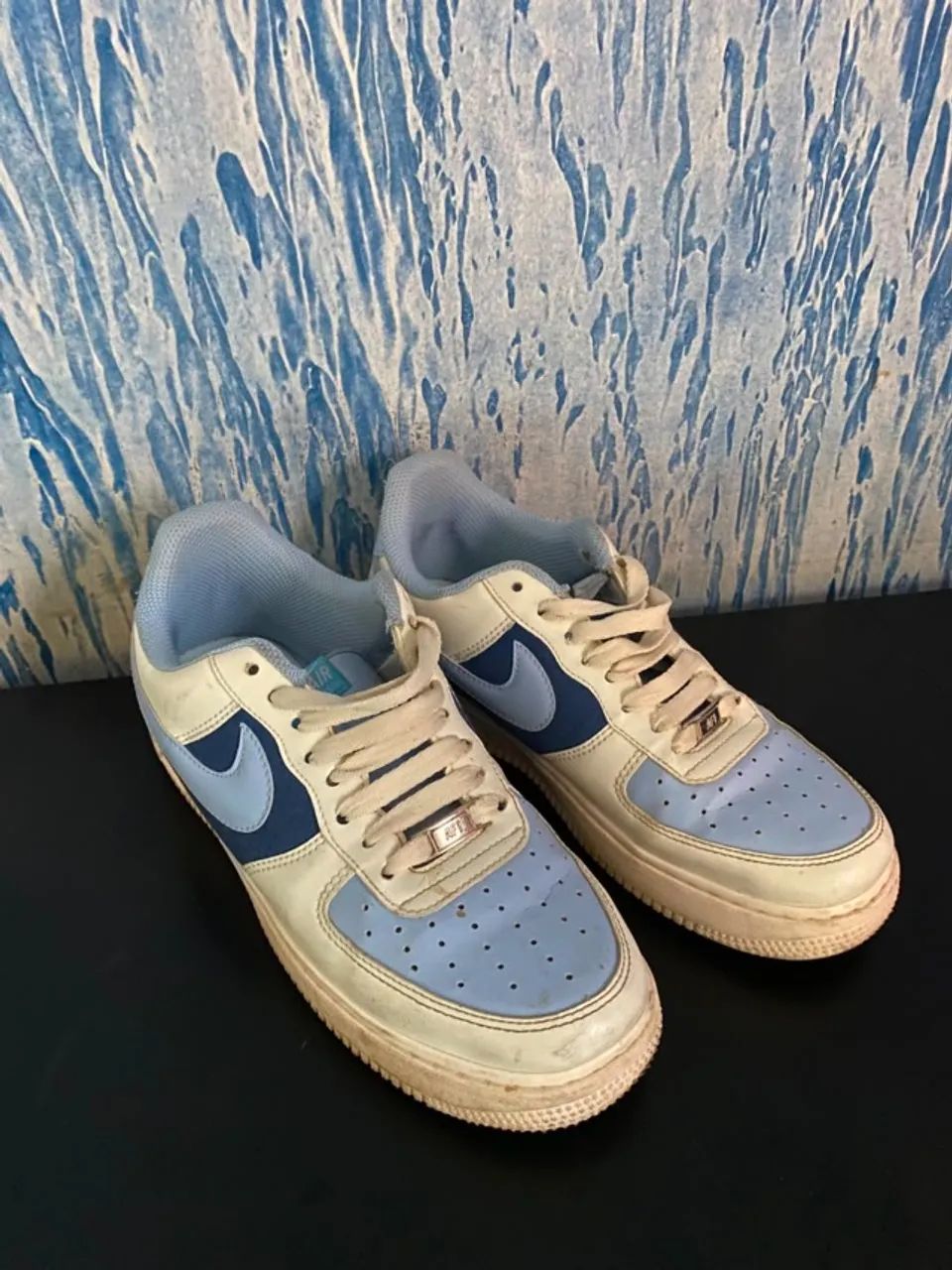 Tênis Nike Air Force Azul Usado - Foto 4