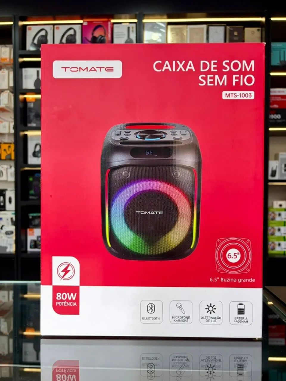 Caixa De Som Tomate Mts-1003 c/ microfone Bluetooth 80w 127/220v (Novo)