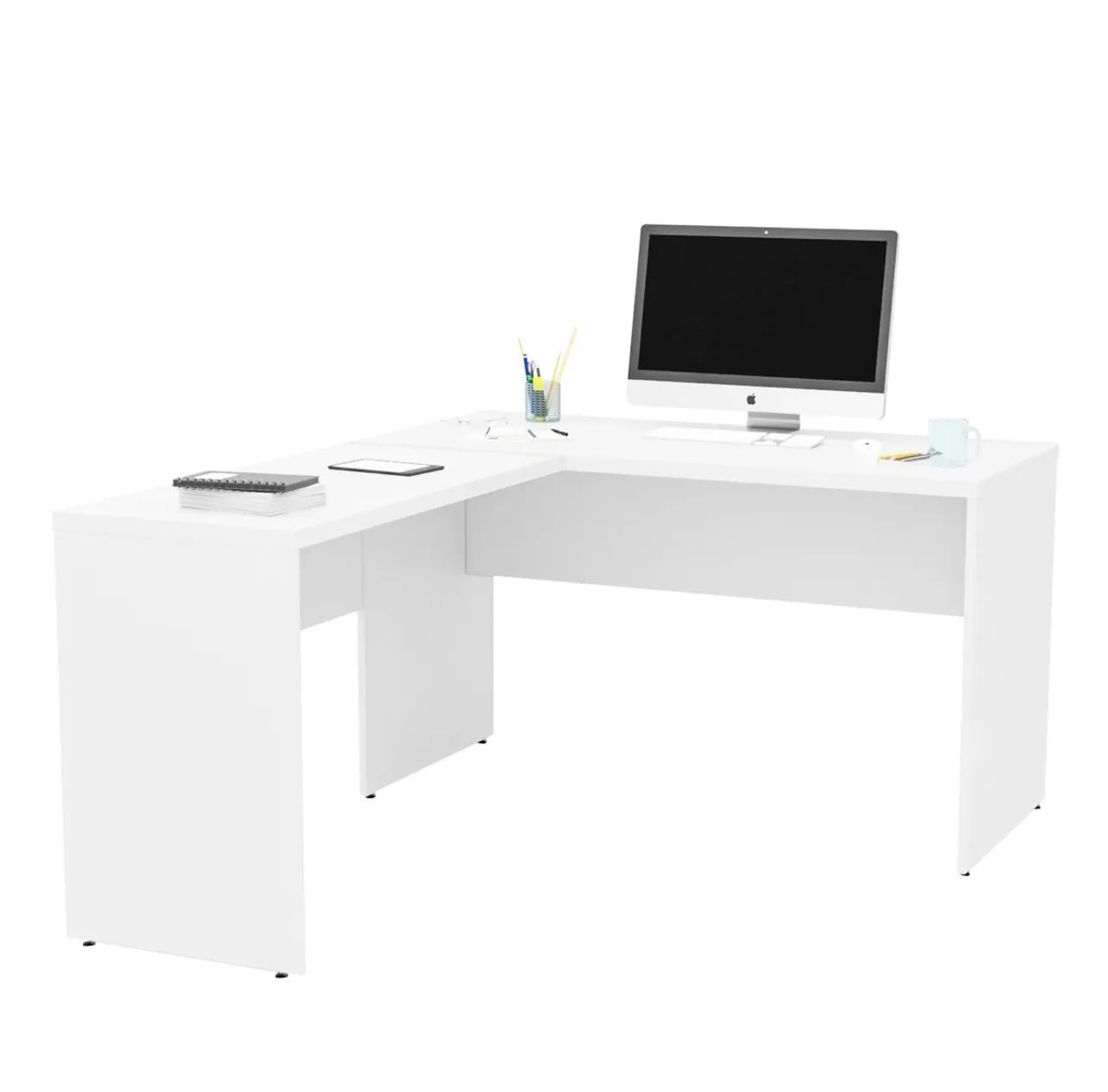 Mesa de escritório em L - cor branca