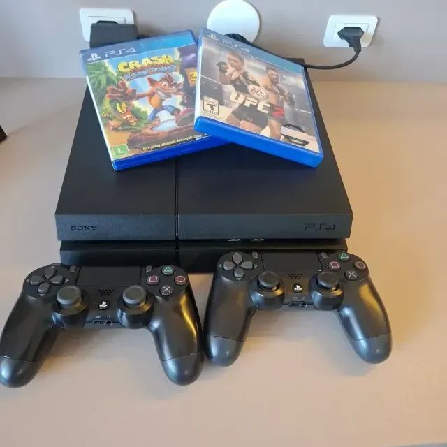 ps4 fat completo: 500gb, 2 controles e 3 jogos