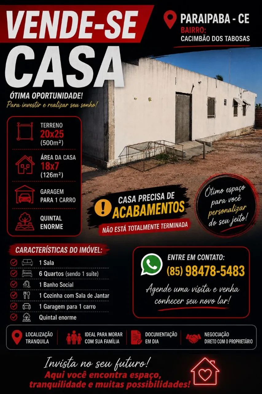 Casa a venda em Paraipaba ce