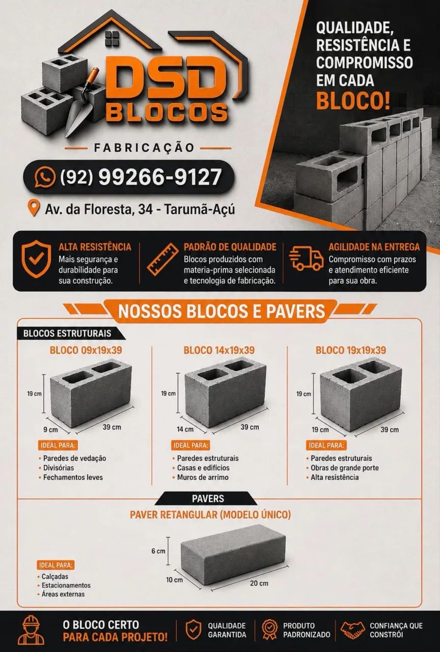 DeD Paviblocos (Bloco estrutural e vedação DIRETO DA FÁBRICA) 