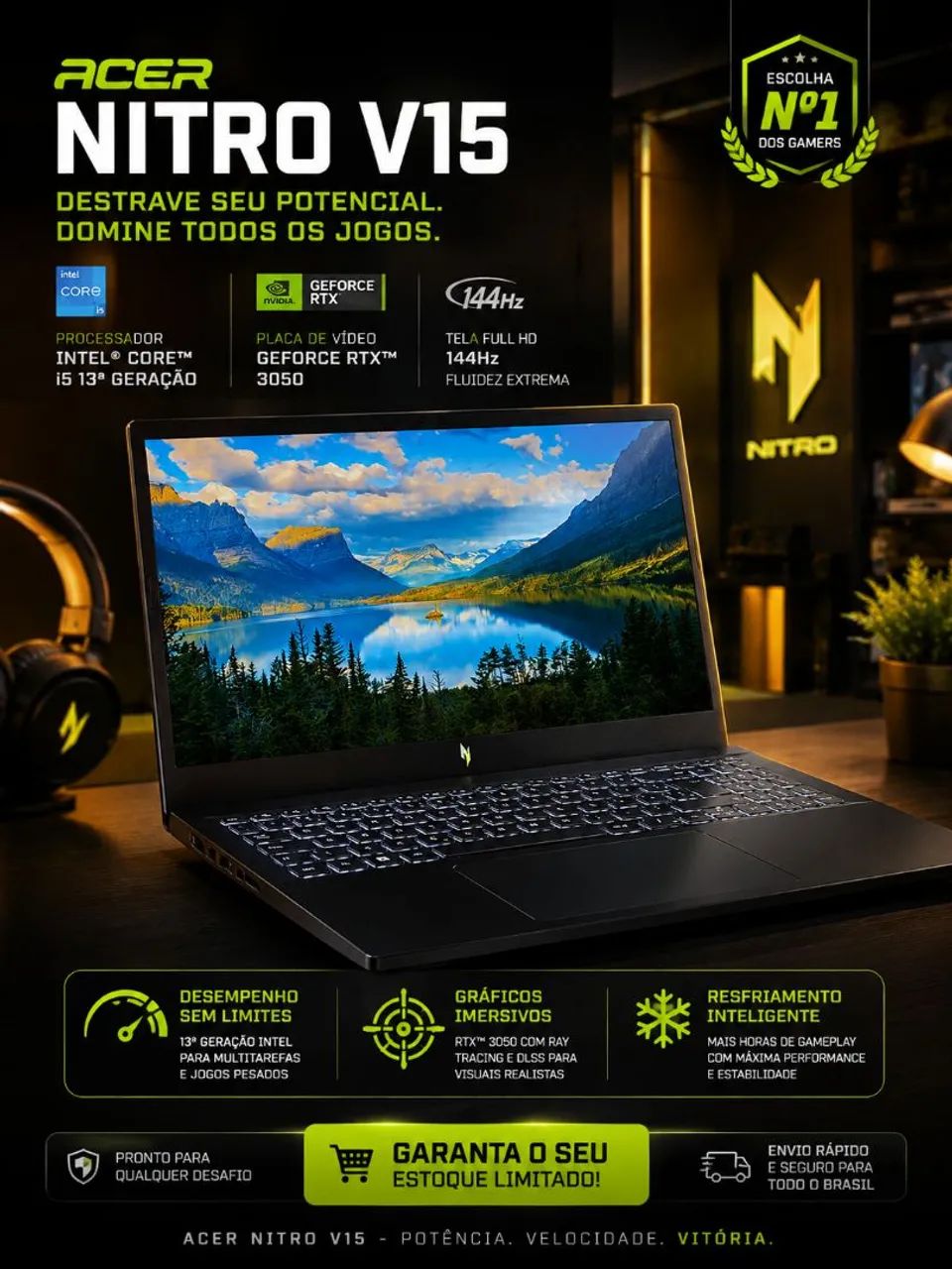 Notebook Gamer Acer Nitro V15 - i5 13ª Geração | RTX 3050 - Foto 2