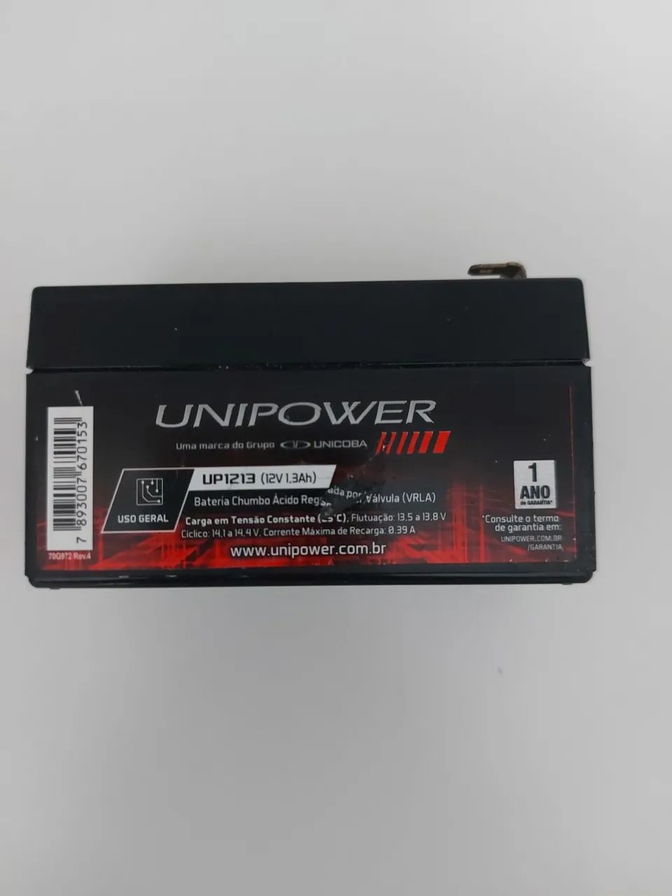 Bateria recarregável 12V 1.3Ah up 1213 unipower