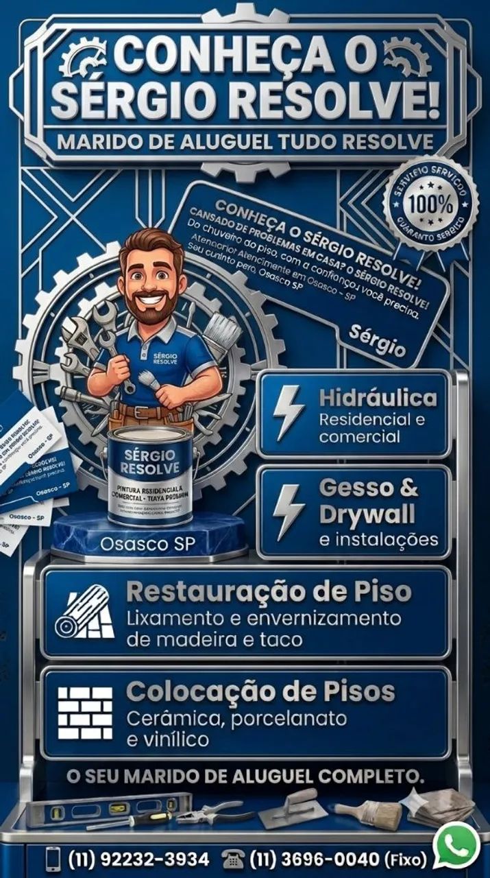 SERGIO MARIDO DE ALUGUEL TUDO RESOLVE REPAROS GRANDES E PEQUENOS 