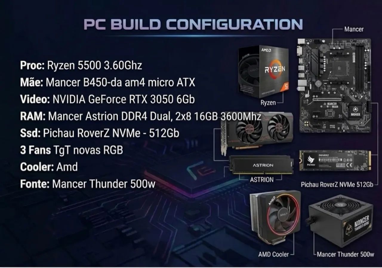 Pc Gamer Ryzen 5 + RTX 3050  - Foto 2