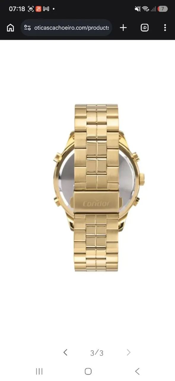 Relógio analógico e digital CONDOR em aço dourado  - Foto 2