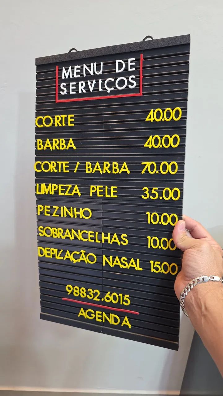 Placa de preços e servicos