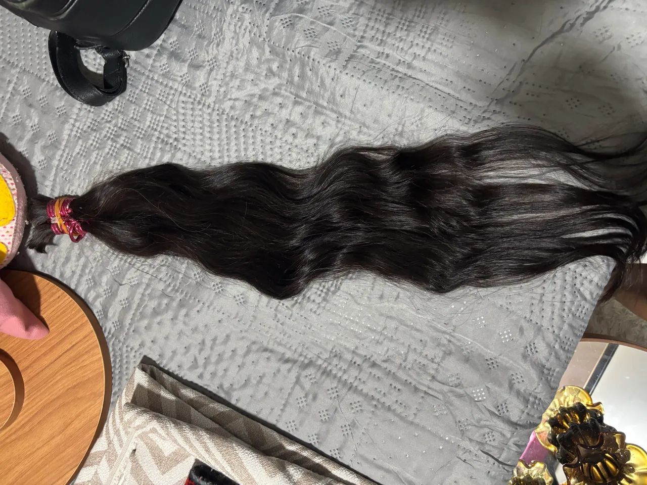 Cabelo humano 75 cm liga rosa  - Foto 2