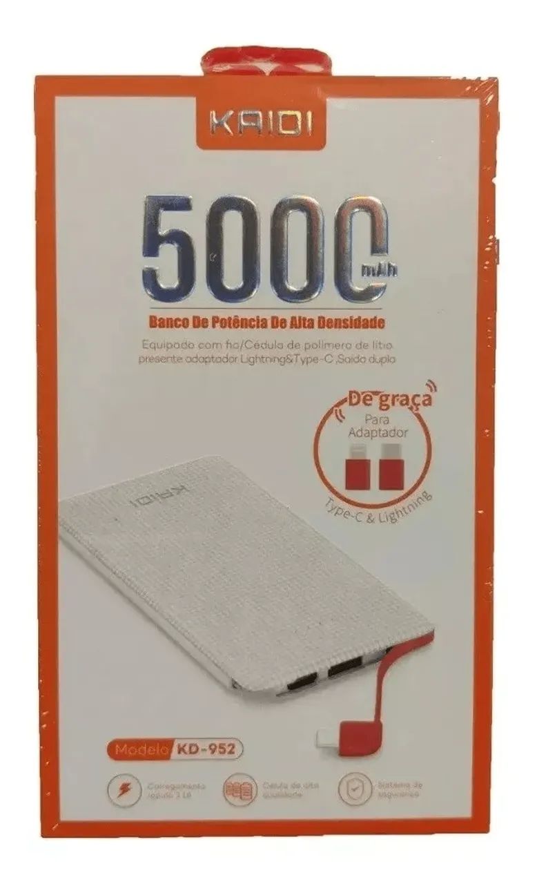 Carregador Portátil 5000 MAh Kaidi
