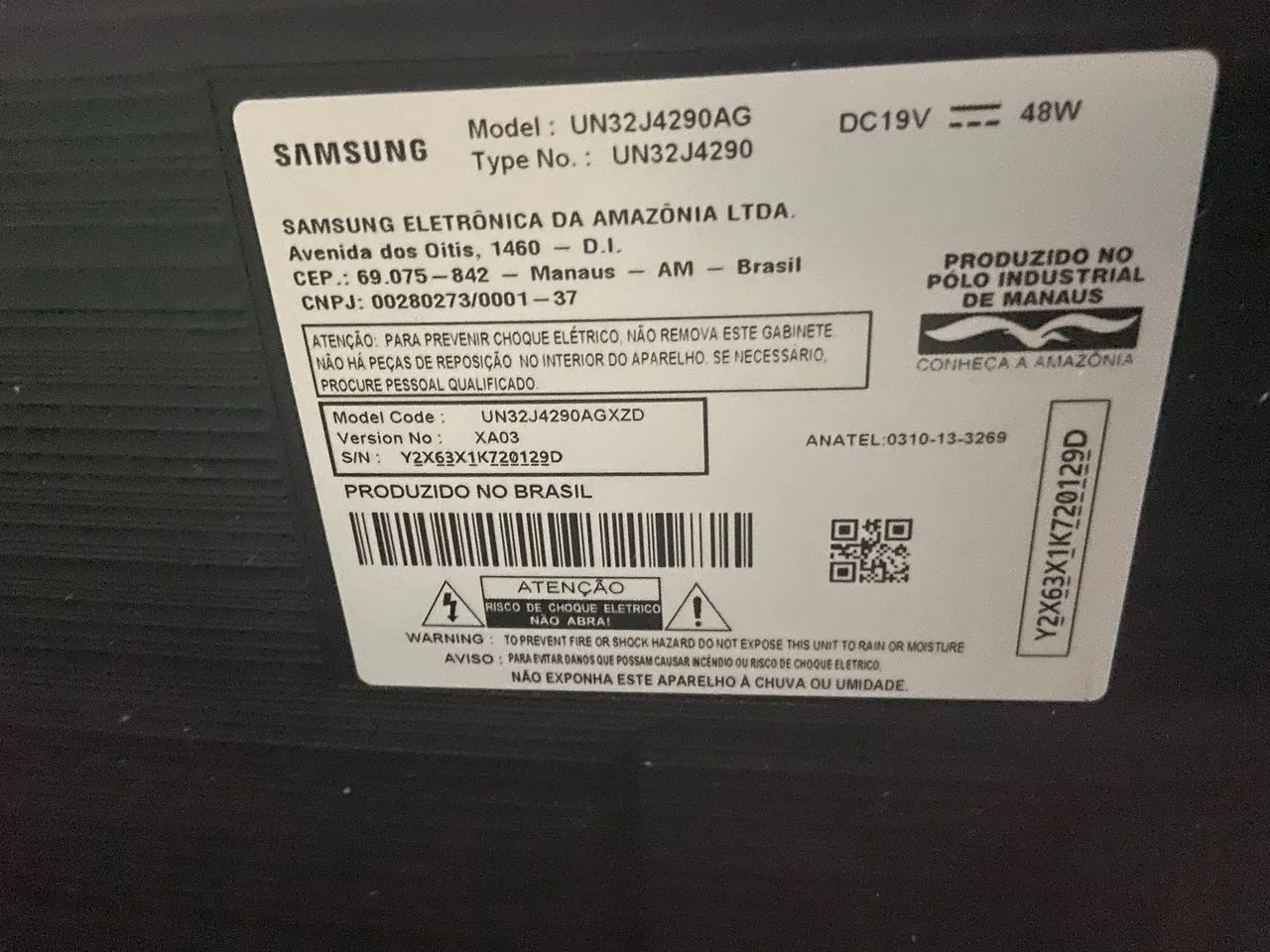 ? TV Samsung 32? LED - Modelo UN32J4290 - Funcionando Perfeitamente